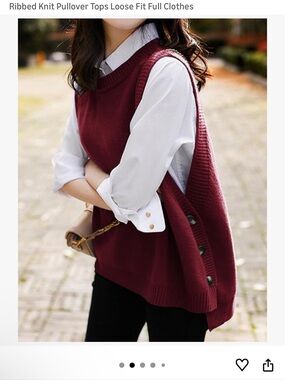 Women's Ribbed Side-Button Knit Vest Sweater - Burgundy